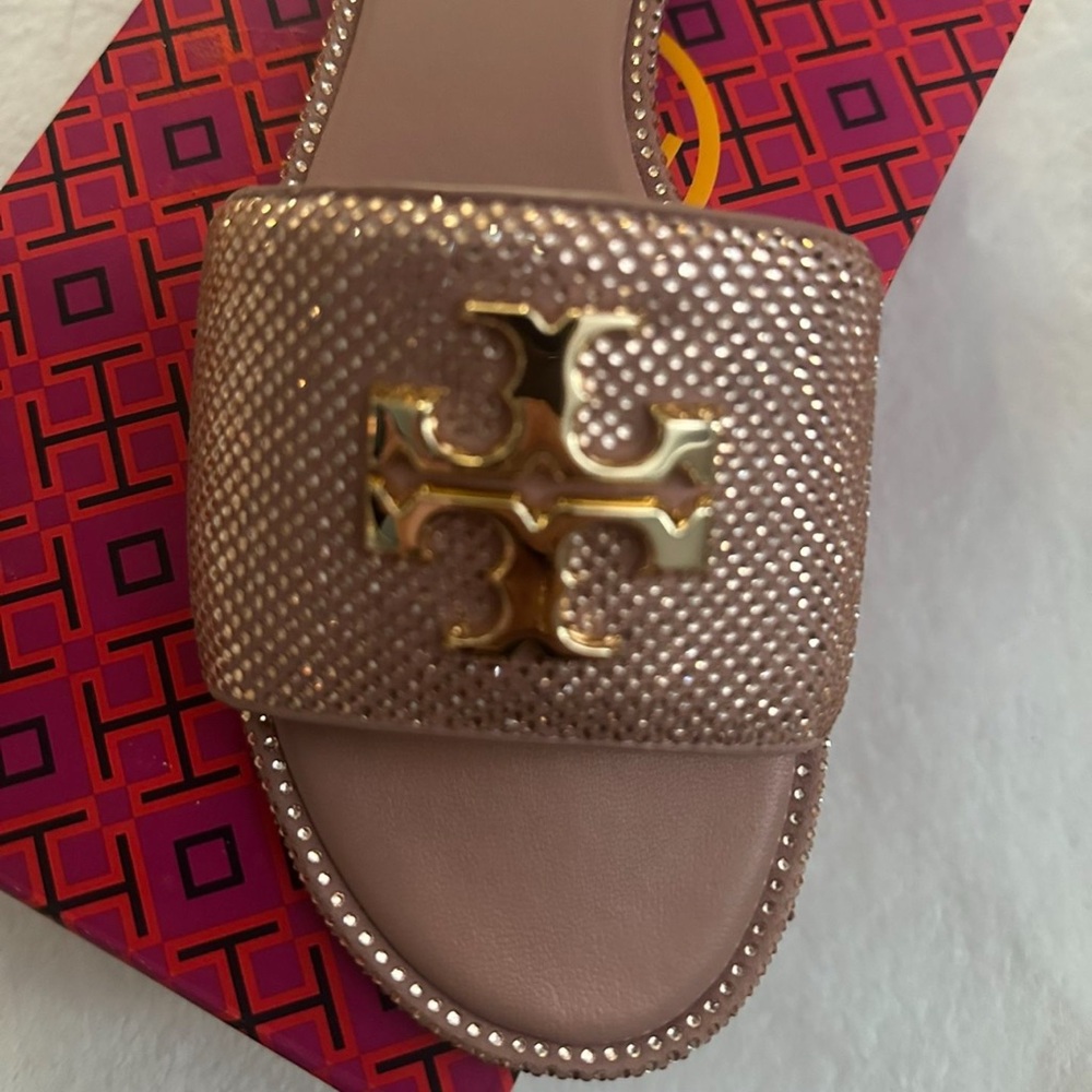 Pink Tory Burch Everly Rhinstone Slides